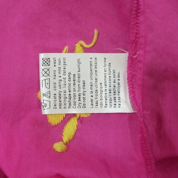 NOUGAT LONDON Pink & Yellow Flower Embroidered V-Neck Tunic Shirt Top - Picture 11 of 11